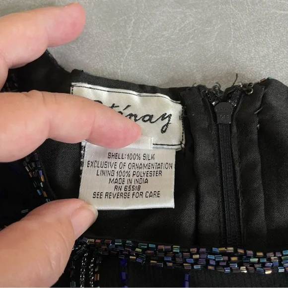 Vintage Stenay Black and Blue Beaded Silk Blouse - Picture 5 of 8